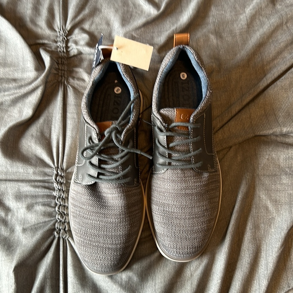 IZOD Shoes Mens Sz 8 Gray Kyler Lace Up Memory Foam Casual Comfort NWOB - Picture 2 of 5